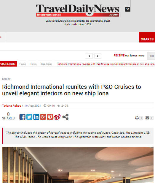 Richmond International reunites with P&O Cruises to unveil elegant interiors on new ship Iona