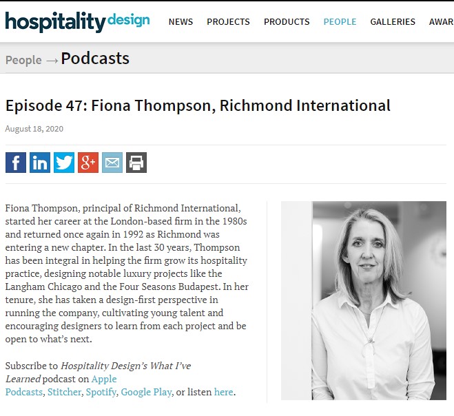 Hospitality Design’s What I’ve Learned podcast: Fiona Thompson